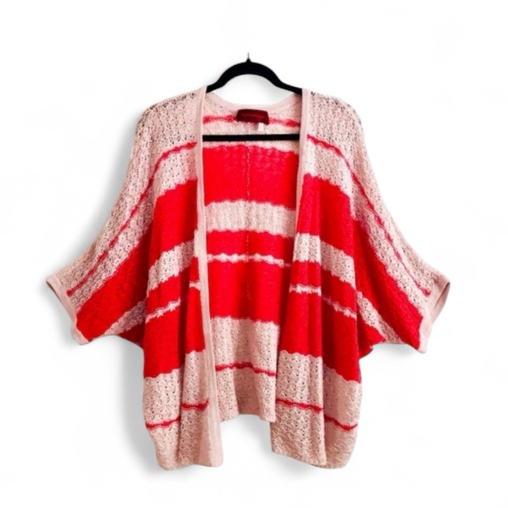 NWT Left On Houston Anthropologie Woven Open Cardigan Striped Silk Linen Size M